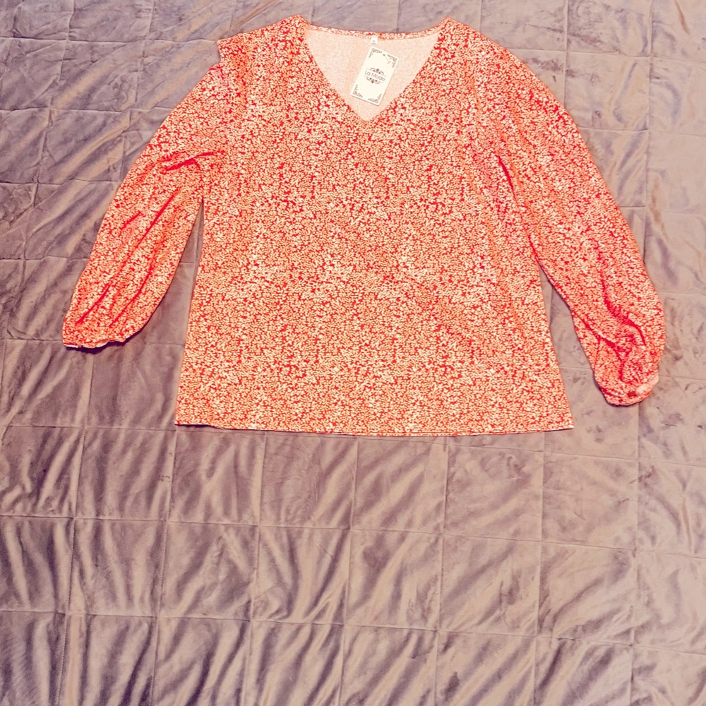 Pretty Orange and White Blouse